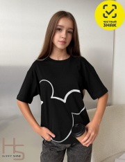 Футболка - 6009HW-22K-2 Футболка для девочки (Черный) Футболка - 6009HW-22K-2 Футболка для девочки (Черный)