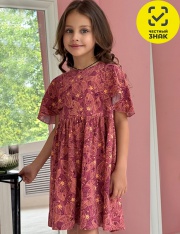 Платье - 150012C-43 Платье для девочки (Листья (набивка)) Платье - 150012C-43 Платье для девочки (Листья (набивка))